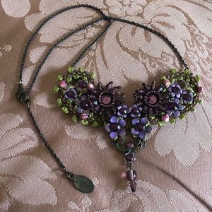 Michal Negrin Embellished Embroidered Victorian Style Necklace
